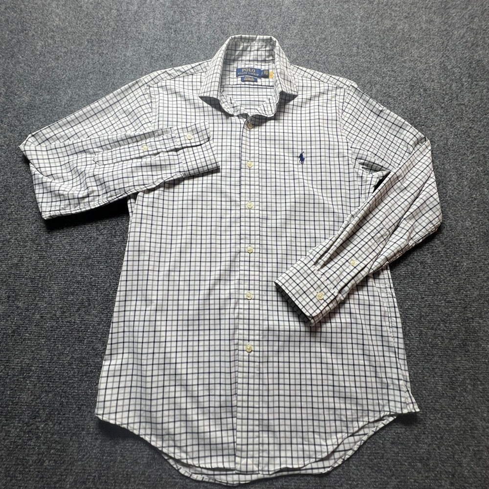 Polo Ralph Lauren Mens Classic Fit Performance Check Shirt Navy Grey Small